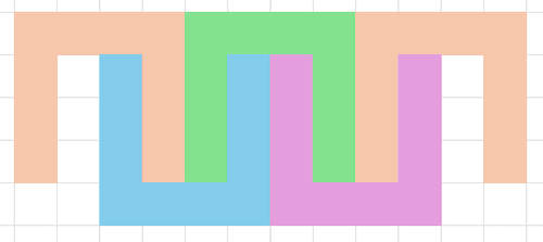 k=4 の U 字型タイルの図